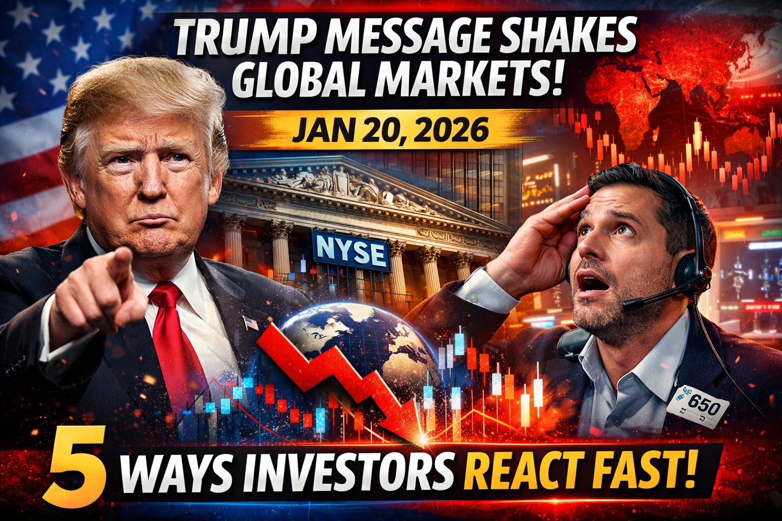 Donald Trump message shakes global markets on Jan 20, 2026 – NYSE, market crash graph, and investor reaction